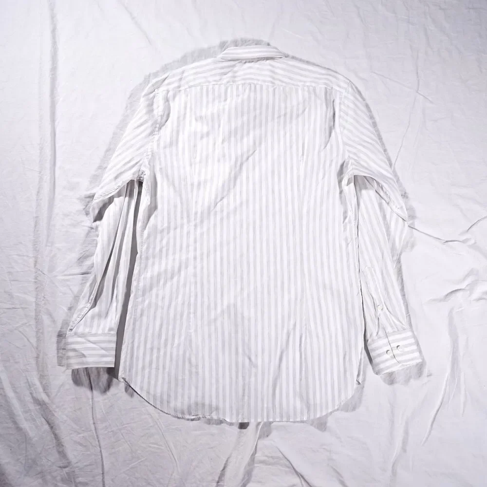 Suitsupply Extra Slim Fit Dress Shirt White Stripe Mens 17.5 Cotton Blend - Picture 6 of 7